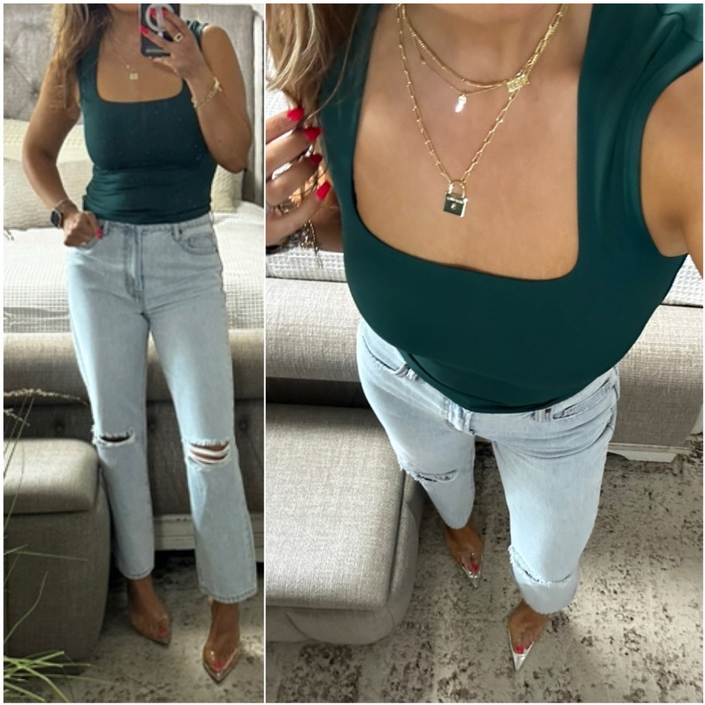 New🍂 Emerald Allure Square Neck Top